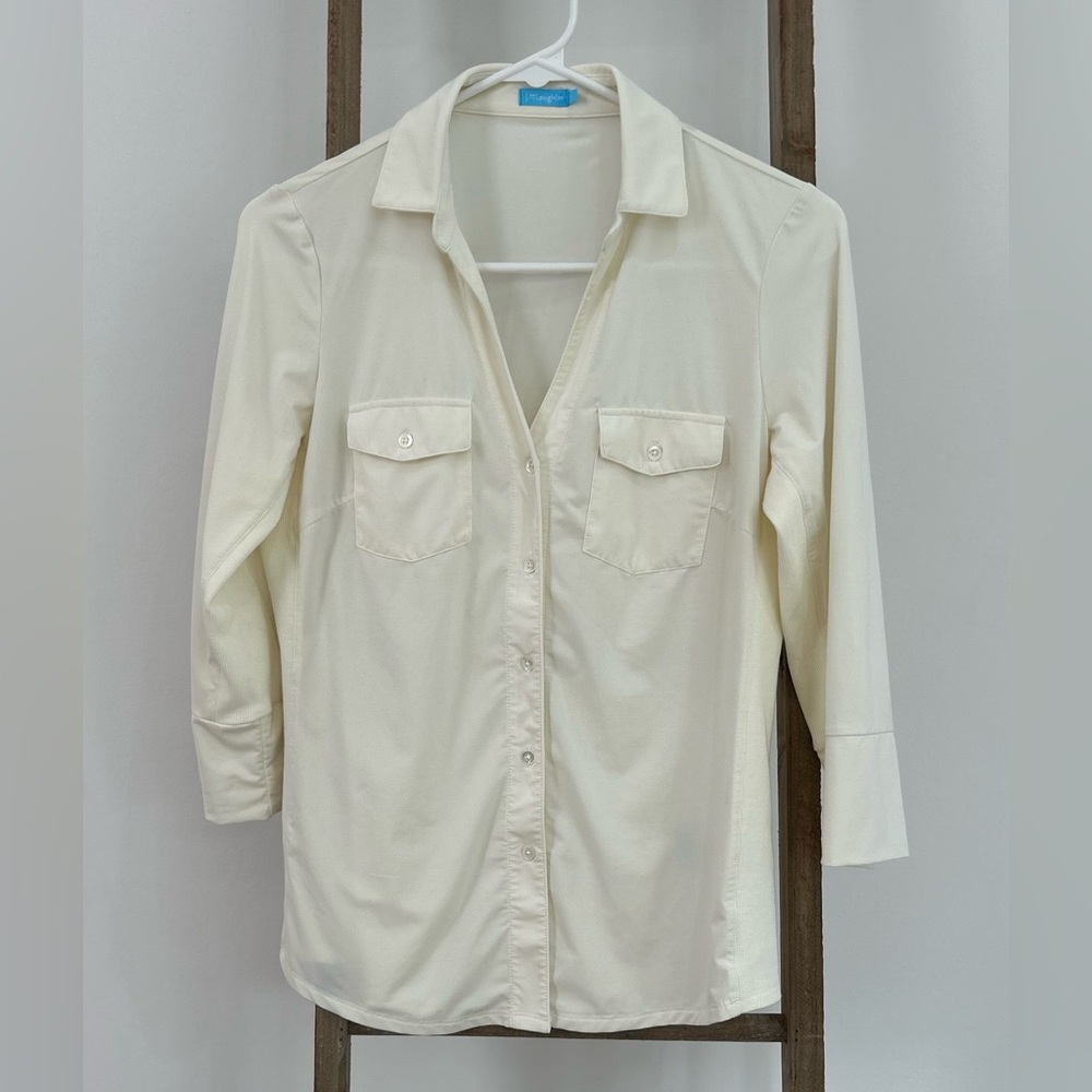 J. McLaughlin Cream Button Down Shirt
